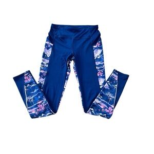 Kyodan Floral Bamboo Mountian Landscape Athletic Purple Leggings.